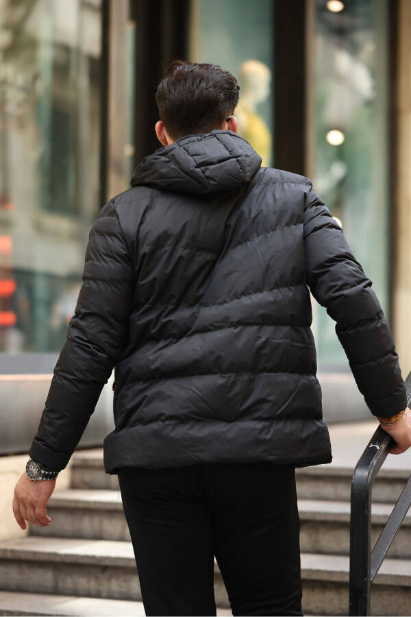 Slim Fit Puffer Jacket with Hood - 4