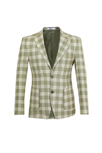 Slim Fit Single Jacket 7127-2-Green - 1