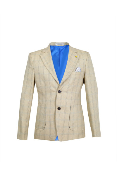 Slim Fit Single Jacket 7127-4-Beige - 5