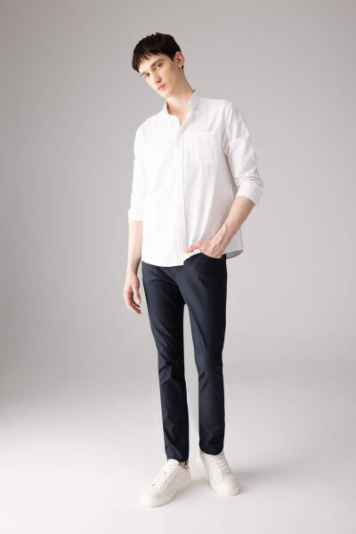 Slim Fit Skinny Chino Canvas Pants Navy - 3