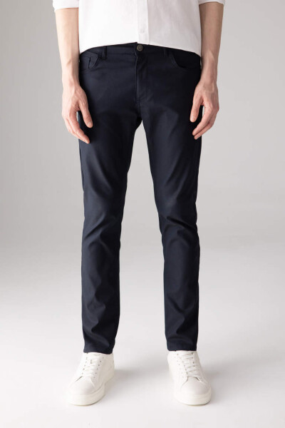 Slim Fit Skinny Chino Canvas Pants Navy - 4