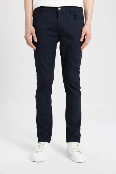 Slim Fit Skinny Chino Canvas Pants Navy - 8