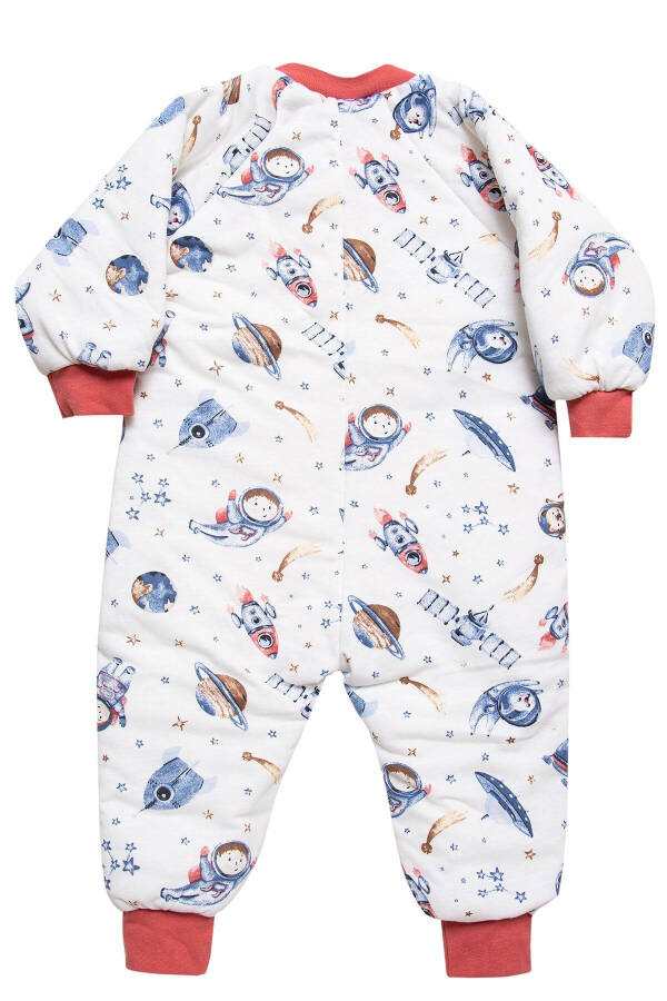 Slim Fit Space Patterned Tile-Trimmed Fiber-Filled 2.0 Tog Boys' Sleepsuit - 8