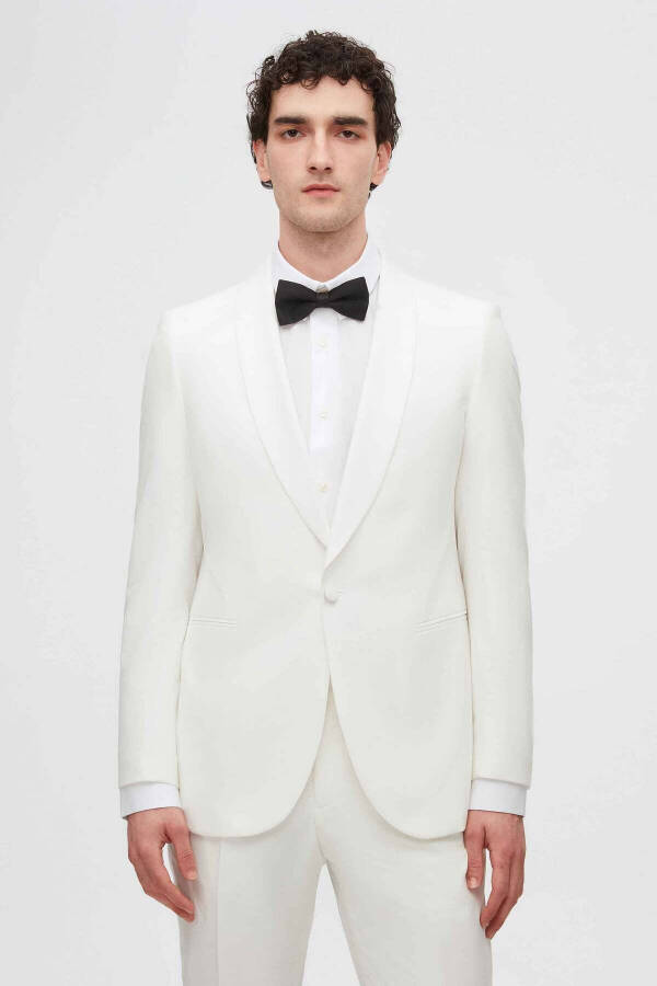 Slim Fit White Plain Groom & Tuxedo Suit - 41