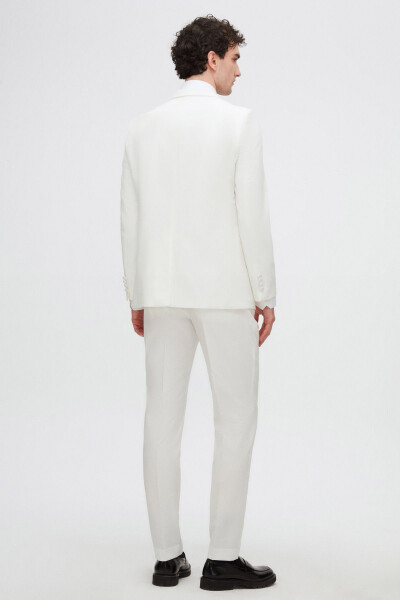 Slim Fit White Plain Groom & Tuxedo Suit - 37