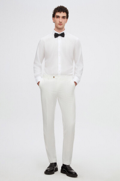 Slim Fit White Plain Groom & Tuxedo Suit - 31