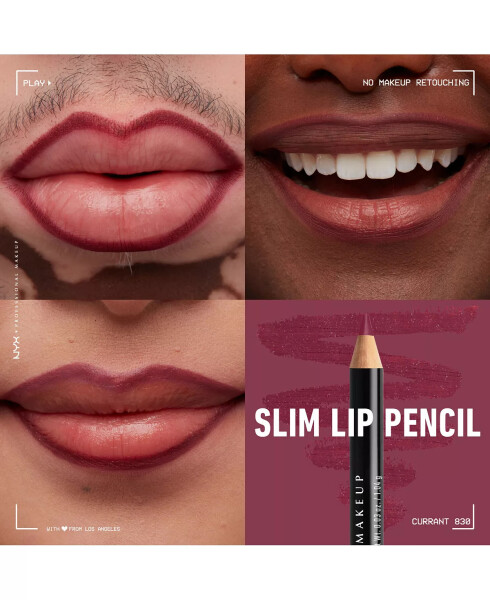 Slim Lip Pencil Creamy Long-Lasting Lip Liner Currant - 4