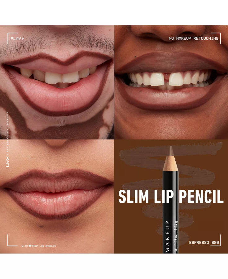 Slim Lip Pencil Creamy Long-Lasting Lip Liner Espresso - 4