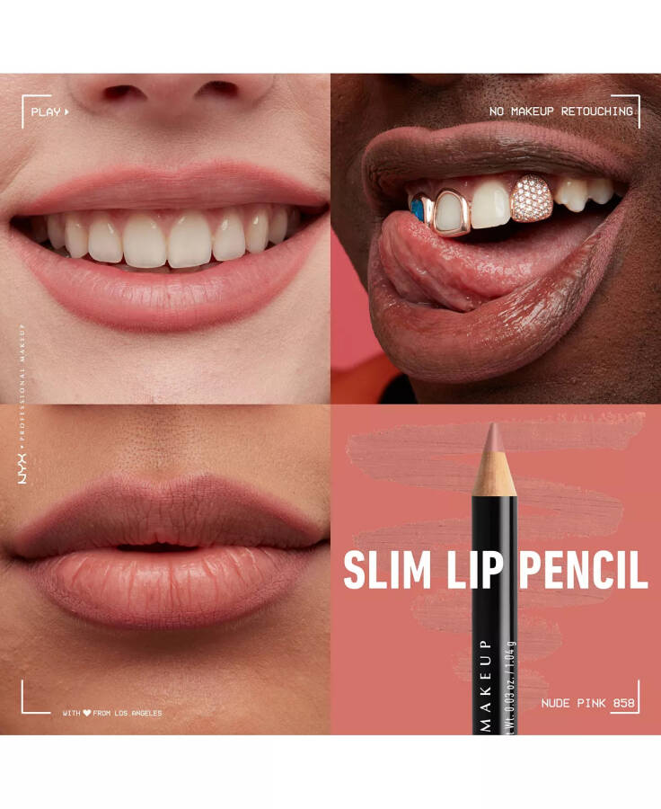 Slim Lip Pencil Creamy Long-Lasting Lip Liner Nude Pink - 4