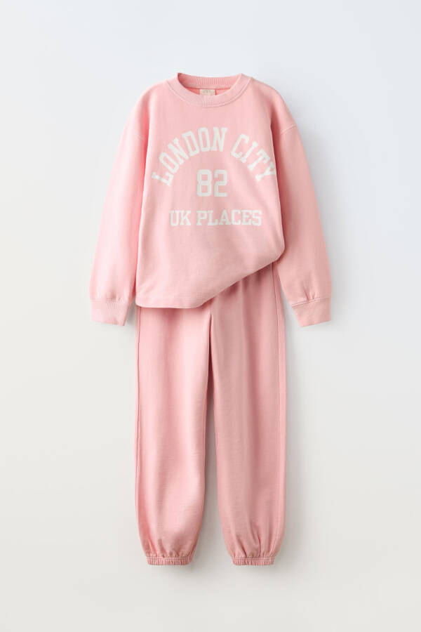 Sloganlı Sweatsuit - Pembe - 1