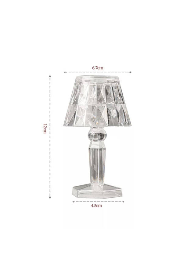 Small Crystal Diamond LED Table Lamp Battery-Powered Projection Transparent Lampshade 12 Cm - 4