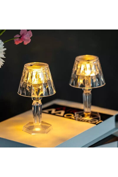 Small Crystal Diamond LED Table Lamp Battery-Powered Projection Transparent Lampshade 12 Cm - 5