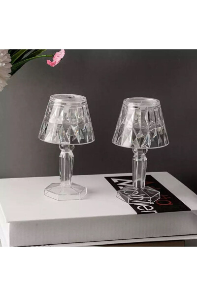 Small Crystal Diamond LED Table Lamp Battery-Powered Projection Transparent Lampshade 12 Cm - 6