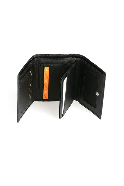 Small, snap closure wallet, genuine leather, card and ID slots, coin pocket. - 2