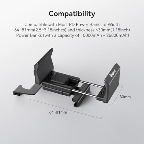 SMALLRIG Alyuminiy Powerbank Klipi, RC 60B uchun mos keladi, 64~81 mm kenglikdagi va ≤30 mm qalinlikdagi ko'pchilik PD Power Banklar bilan mos keladi, 20 sm USB-C dan USB-C gacha PD zaryadlash kabeli bilan - 4318 - 2