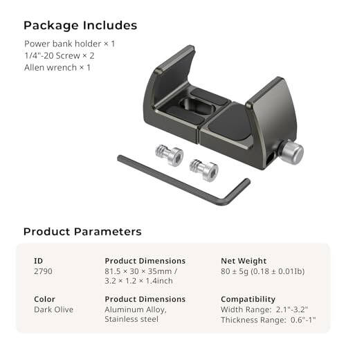 SmallRig Power Bank Holder, Power Bank Clamp Mount for Camera, Compatible with Width Range 2.1