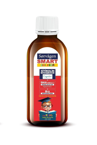 Smart Kids Sıvı Form - Sitikolin DHA Omega 3 Norveç Balık Yağı ve B12 - 150 ml - 11