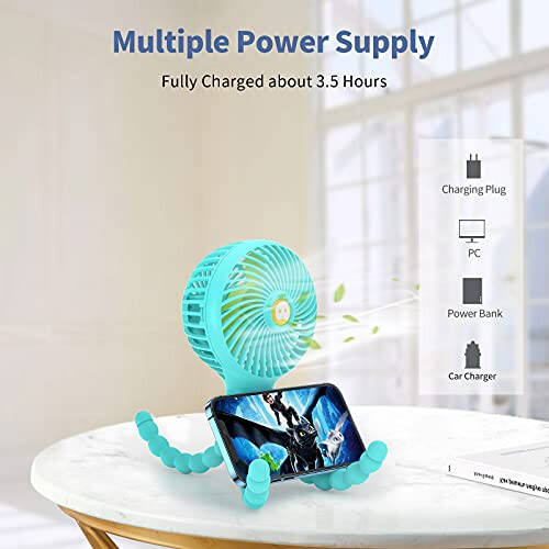 SmartDevil Stroller Fan, 3 Speed Portable Clip on Stroller Fan for Baby, Battery Operated Personal Desk Fan with Flexible Tripod, Mini Handheld Fan for Car Seat, Treadmill, Camping (Blue) - 3