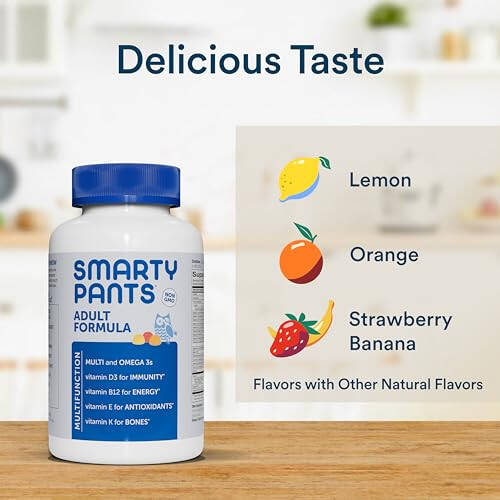 SmartyPants Multivitamin Erkekler ve Kadınlar İçin: D3, C, B12, B6, A, K ve Çinko İçeren Multivitamin Sakızları, Omega 3 Balık Yağı (EPA/DHA), Glutensiz, 180 Adet (30 Günlük Stok) - 5