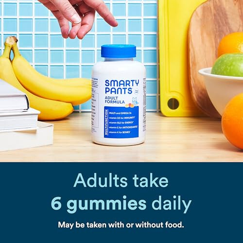 SmartyPants Multivitamin Erkekler ve Kadınlar İçin: D3, C, B12, B6, A, K ve Çinko İçeren Multivitamin Sakızları, Omega 3 Balık Yağı (EPA/DHA), Glutensiz, 180 Adet (30 Günlük Stok) - 7