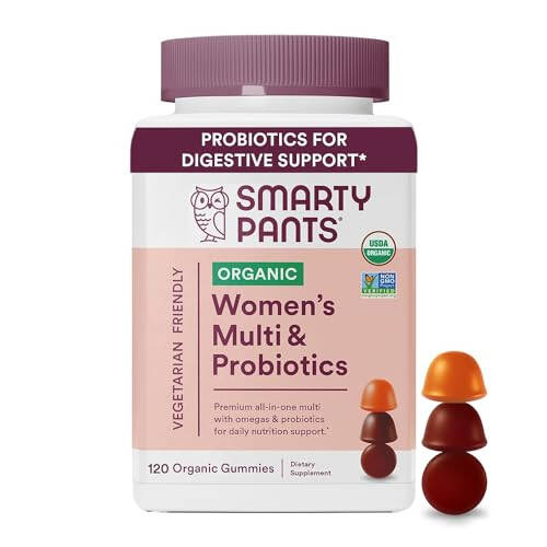 SmartyPants Organic Women's Multivitamin Gummies: Biotin, Probiotics, Methylfolate, Omega 3 (ALA), Vitamin D3, C, Vitamin B12, B6, Vitamin A, K & Zinc, Gluten Free, 120 Count (30 Day Supply) - 2