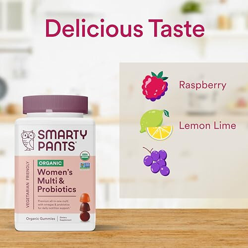 SmartyPants Organic Women's Multivitamin Gummies: Biotin, Probiotics, Methylfolate, Omega 3 (ALA), Vitamin D3, C, Vitamin B12, B6, Vitamin A, K & Zinc, Gluten Free, 120 Count (30 Day Supply) - 6