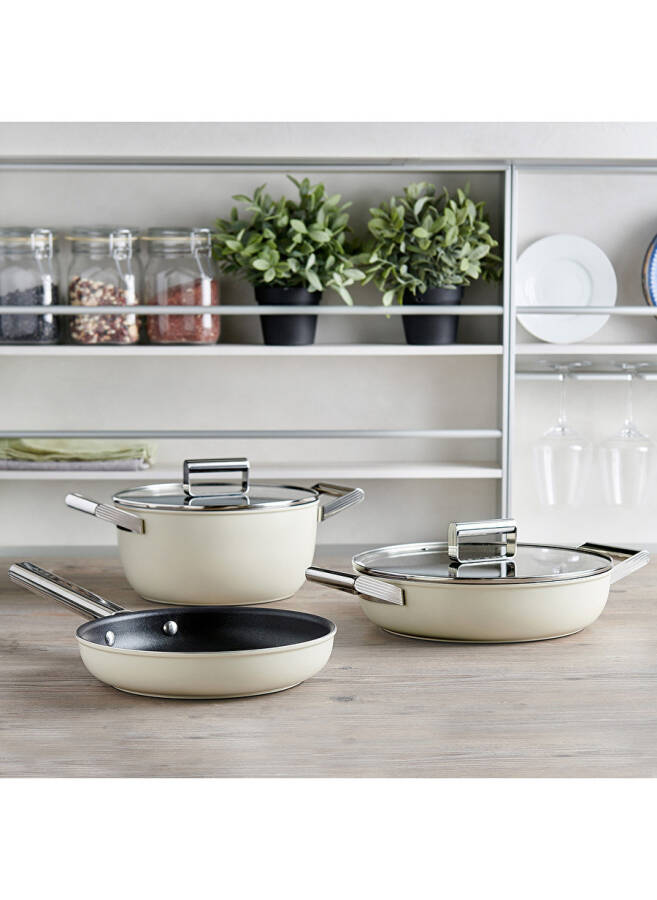 SMEG Cookware 50'ler Tarzı CKFF2601CRM Krem Tava 26 Cm - 15