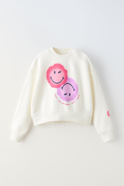 SMILEYWORLD ® Baskılı Sweatshirt - Kirli Beyaz - 1