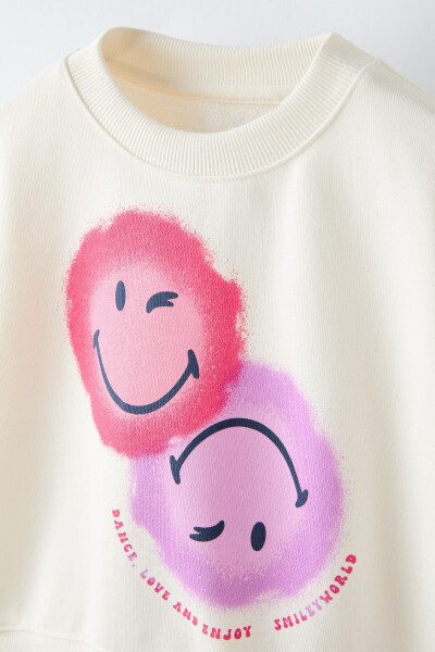 SMILEYWORLD ® Baskılı Sweatshirt - Kirli Beyaz - 3