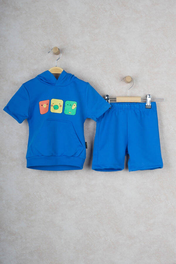 Smiling Face Hooded Kangaroo Pocket Shorts Children's Two-Piece Set - 1