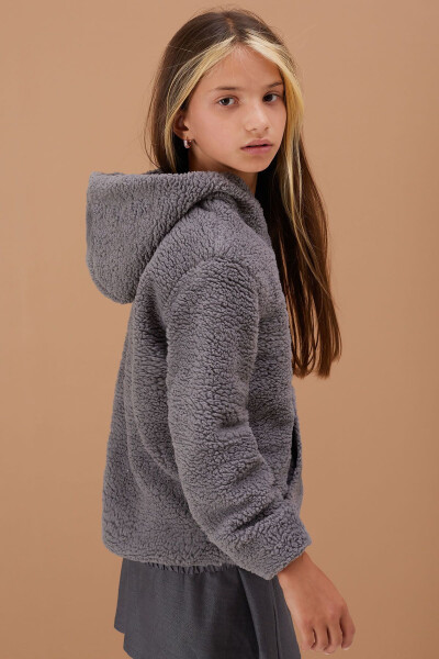 Smoked Girls Hooded Plush Hoodie 5-15 Years 19103 - 18