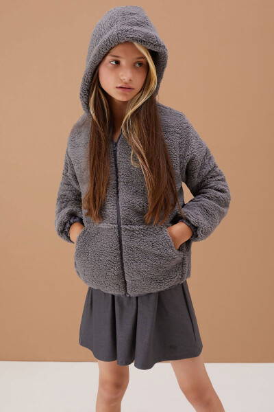 Smoked Girls Hooded Plush Hoodie 5-15 Years 19103 - 11