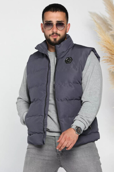 Smoked Men's Embroidered Puffy Vest - 1