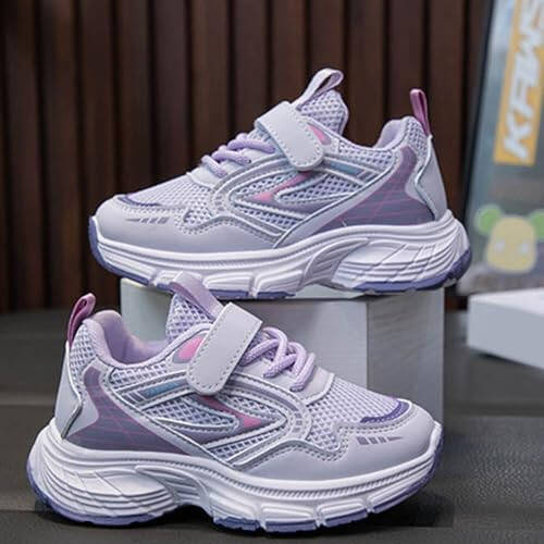 Sneakers for Girls Running Cute Breathable Hook Loop Shoes Tennis Sports Shoes Walking with Anti-Slip Sole for Girls - 2