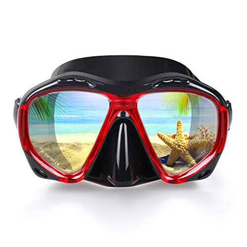 Snorkel Diving Mask Panoramic HD Swim Mask, Anti-Fog Scuba Diving Goggles,Tempered Glass Dive Mask Adult Youth Swim Goggles with Nose Cover for Diving, Snorkeling, Swimming - 1