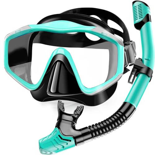 Snorkel Mask Adult,Dry Snorkel Set,Snorkeling Gear for Adults,Panoramic Wide View Swim Mask,Snorkel for Lap Swimming Snorkeling Diving Swimming Travel - 1