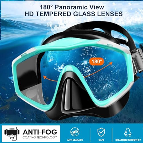 Snorkel Mask Adult,Dry Snorkel Set,Snorkeling Gear for Adults,Panoramic Wide View Swim Mask,Snorkel for Lap Swimming Snorkeling Diving Swimming Travel - 2