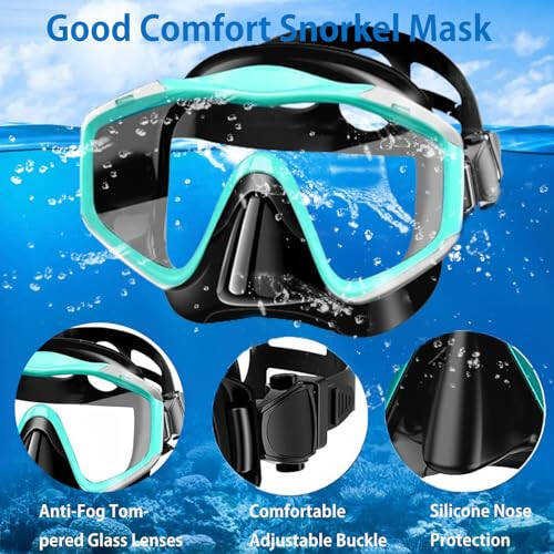 Snorkel Mask Adult,Dry Snorkel Set,Snorkeling Gear for Adults,Panoramic Wide View Swim Mask,Snorkel for Lap Swimming Snorkeling Diving Swimming Travel - 7