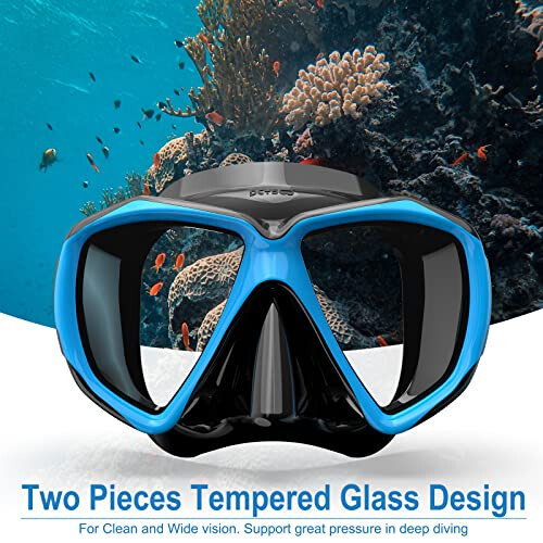 Snorkel Set Adults Snorkeling Gear with Anti-Fog Spray Silicone, Adults Adjustable Panoramic View Swim Mask Dry Top Snorkel Kit, Snorkeling Diving Swimming Travel, Tempered Glass Scuba Mask - 4