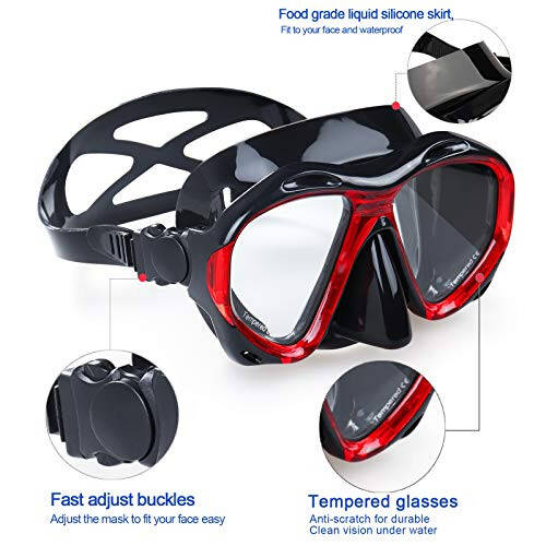 Snorkeling Diving Mask Panoramic HD Swim Mask, Anti-Fog Scuba Diving Goggles,Tempered Glass Dive Mask Adult Youth Swim Goggles with Nose Cover for Diving, Snorkeling, Swimming - 3