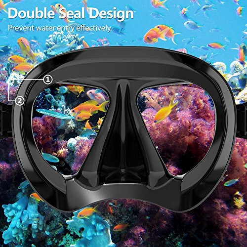 Snorkeling Diving Mask Panoramic HD Swim Mask, Anti-Fog Scuba Diving Goggles,Tempered Glass Dive Mask Adult Youth Swim Goggles with Nose Cover for Diving, Snorkeling, Swimming - 5