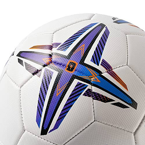 Soccer Ball Size 5 PU Leather Soccer Balls, Adults Youths Teens Unisex Juniors Training Soccer 32 Panels Machine Stitched, Ideal Gift Indoor Outdoor Play Cross Star Pattern Ball with Pump and Needles... - 2