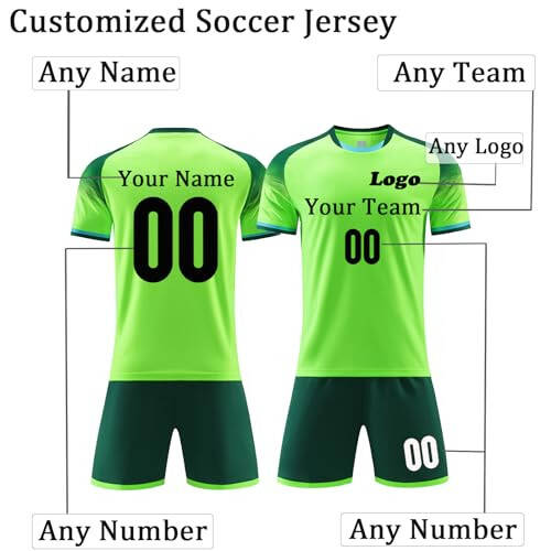 Soccer Jersey Personalized Soccer Shirt and Shorts Set with Name Number Team/Sponsor Custom Jersey Soccer for Men Women - 3