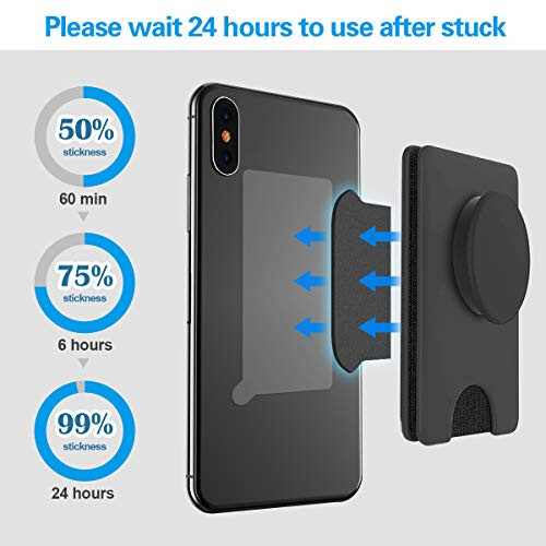 Socket Wallet + Bazasiga yopishqoq yopishtiruvchi almashtirish, pop-tech 6 dona 3M VHB kuchli stiker yostiqchalari Mobil telefon hamyoni Plus korpusining orqa stendi uchun, iPhone 13 14, Samsung va barcha smartfonlar uchun ikki tomonlama lenta - 10