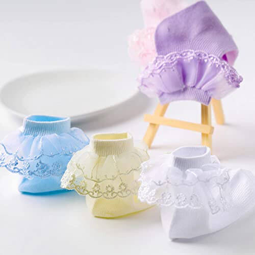 Sockfun Baby Ruffle Socks, Newborn Frilly Lace Socks for Toddler Infant Kids Girl - 6