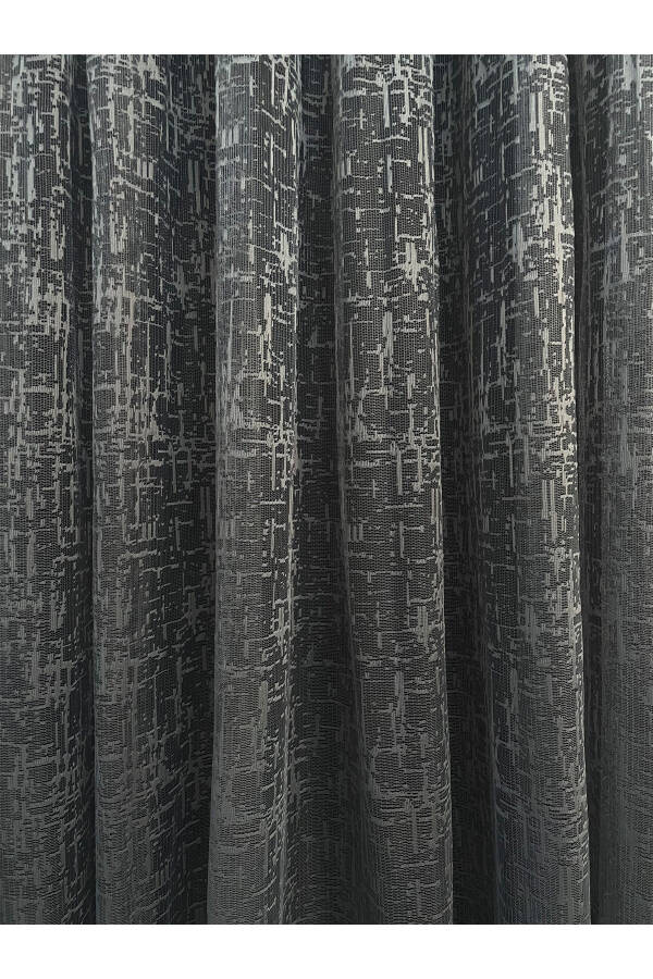 Sofia Jacquard Patterned Voile Curtain Anthracite (No Pleats) - 2