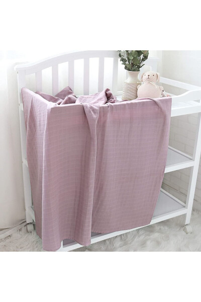 Soft Organic 100% Cotton Single Layer Muslin Swaddle Blanket Baby Blanket Lavender Color 110x110 Cm - 1