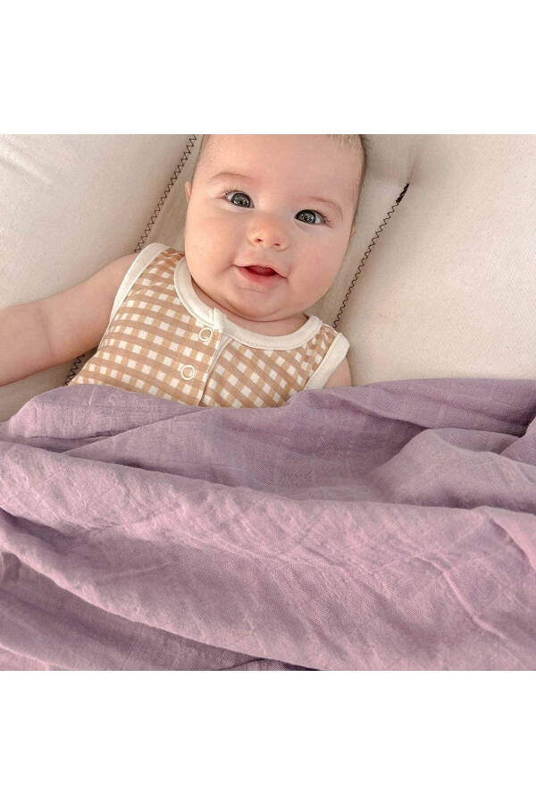 Soft Organic 100% Cotton Single Layer Muslin Swaddle Blanket Baby Blanket Lavender Color 110x110 Cm - 5