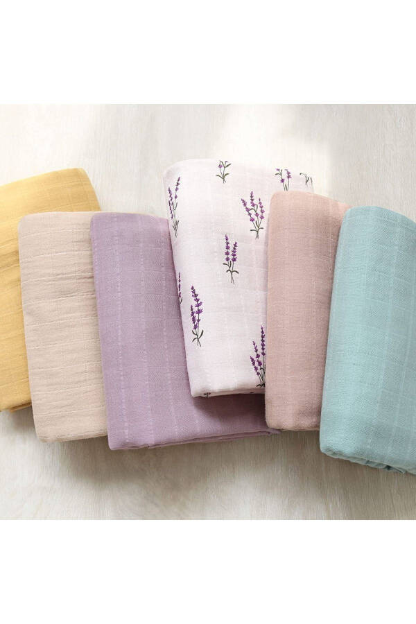 Soft Organic 100% Cotton Single Layer Muslin Swaddle Blanket Baby Blanket Lavender Color 110x110 Cm - 6