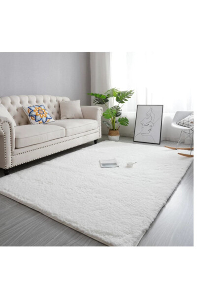 Soft Puffy Plush Rug White - 2